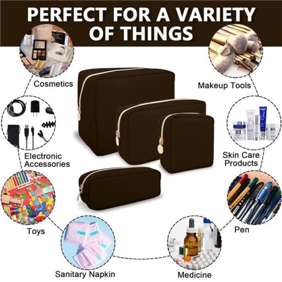 Mini Makeup Bag Cosmetic Pouch Travel Toiletry Organizer Nylon Zipper Purse - Picture 5 of 7